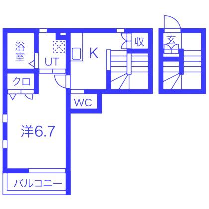 BONHEUR中浦和A棟(1K/2階)の間取り写真