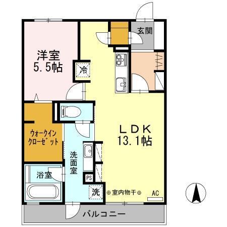 グレイスフル吉田(1LDK/2階)の間取り写真