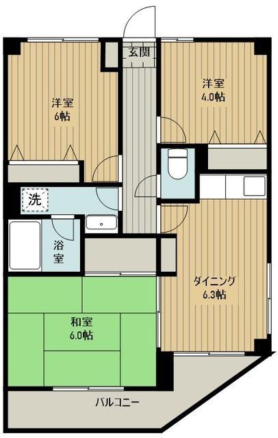 メーゾン狭山ヶ丘(3LDK/4階)の間取り写真