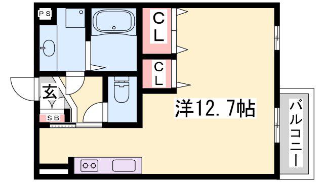 サンブランシュセジュール(ワンルーム/1階)の間取り写真