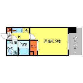 AFFLUENCE難波(1K/9階)の間取り写真