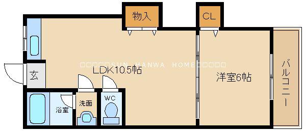 小畑コーポラスB棟(1LDK/1階)の間取り写真