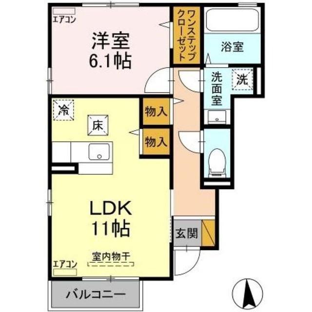 AXIA C棟(1LDK/1階)の間取り写真