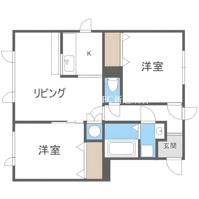 グランディールB(2LDK/2階)の間取り写真