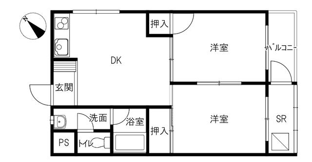 DA CAPO(2DK/1階)の間取り写真