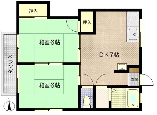 メグミハイツ(2DK/2階)の間取り写真