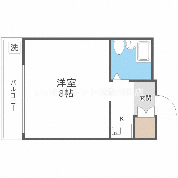 江坂ハイツ8(ワンルーム/3階)の間取り写真