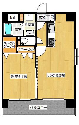 モンテ筑紫野 203号(1LDK/2階)の間取り写真