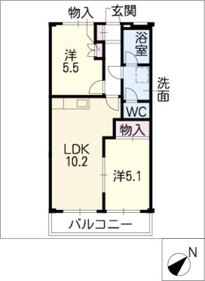 ロイヤルハイツI(2LDK/1階)の間取り写真