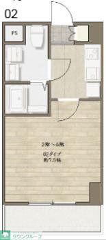 第5荒野ビル(1K/5階)の間取り写真