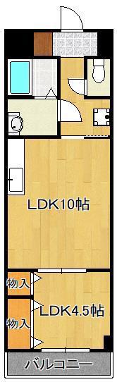 雅ビル(1LDK/7階)の間取り写真