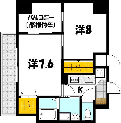 エイトバレー広島駅前通 (2K/12階)の間取り写真