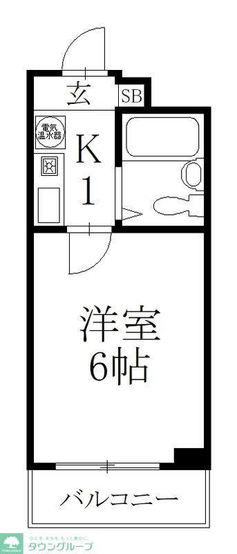 ヴァンベール草加(1K/5階)の間取り写真