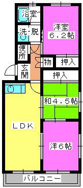ロイヤルハウス天神2(3LDK/1階)の間取り写真