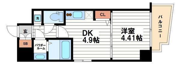 ADWRESIDENCE松屋町(1DK/2階)の間取り写真