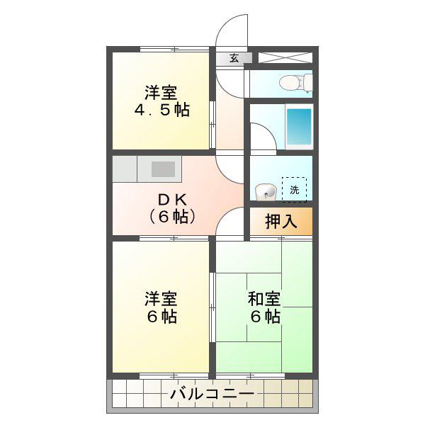 コーポタニザワ(3DK/2階)の間取り写真
