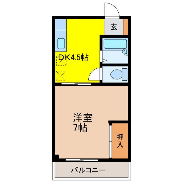ハシモトハイツ(1DK/3階)の間取り写真
