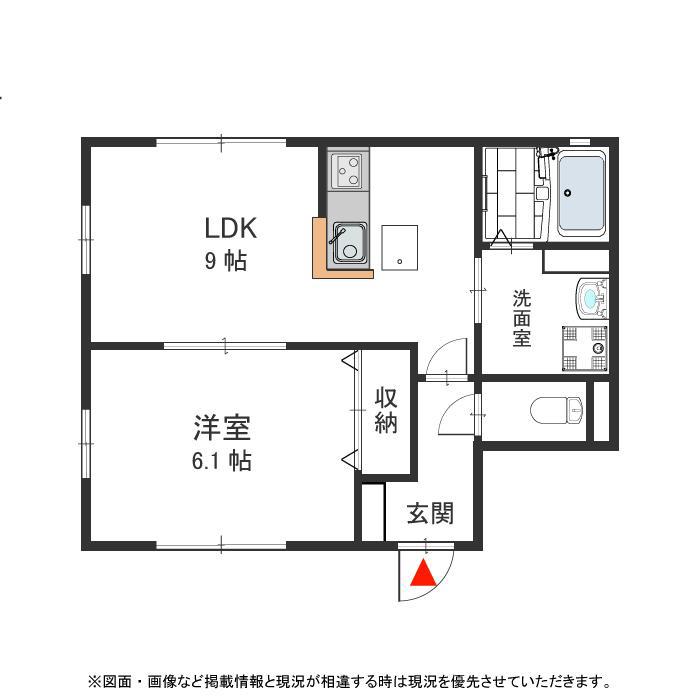 ソーレアストロ C棟(1LDK/1階)の間取り写真