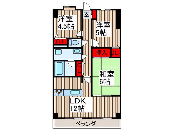 SGKマンション パピオール(3LDK/7階)の間取り写真