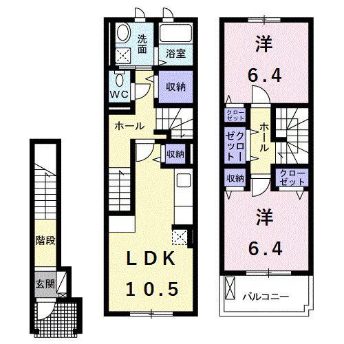 ノースコート・K(2LDK/2階)の間取り写真