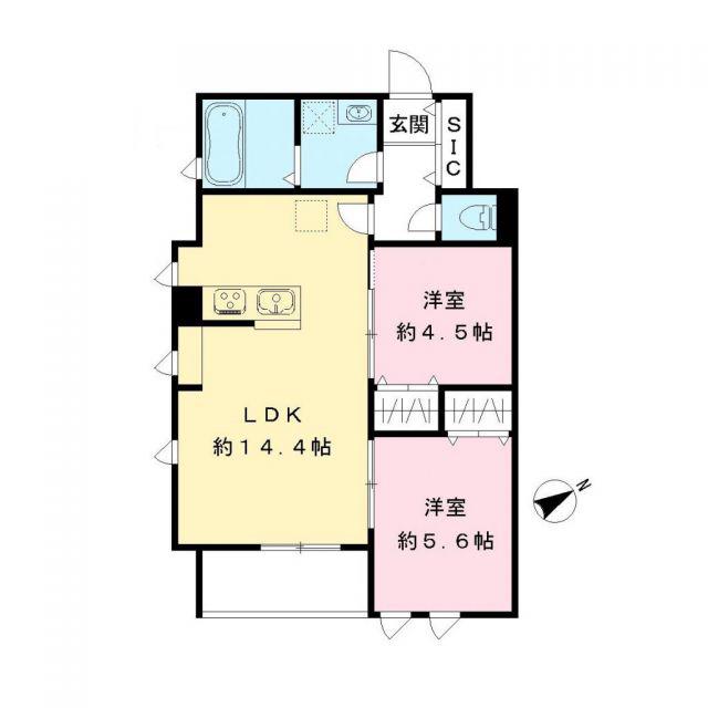 CASA COMFORT カーサコンフォート(2LDK/2階)の間取り写真