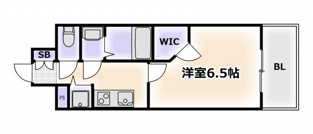 ワールドアイ難波南PORTA(1K/4階)の間取り写真