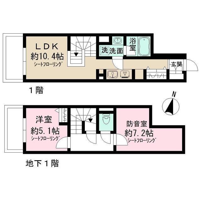 ADMIRAL HIMONYA(1SLDK/1階)の間取り写真