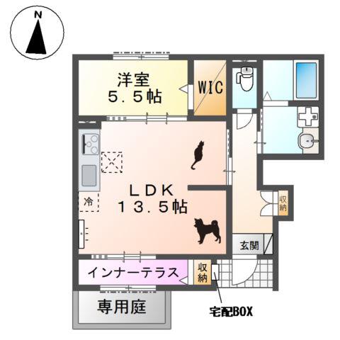 ミルフィーユ(1LDK/1階)の間取り写真