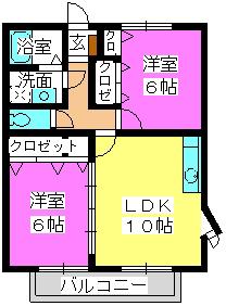 プランドール(2LDK/2階)の間取り写真
