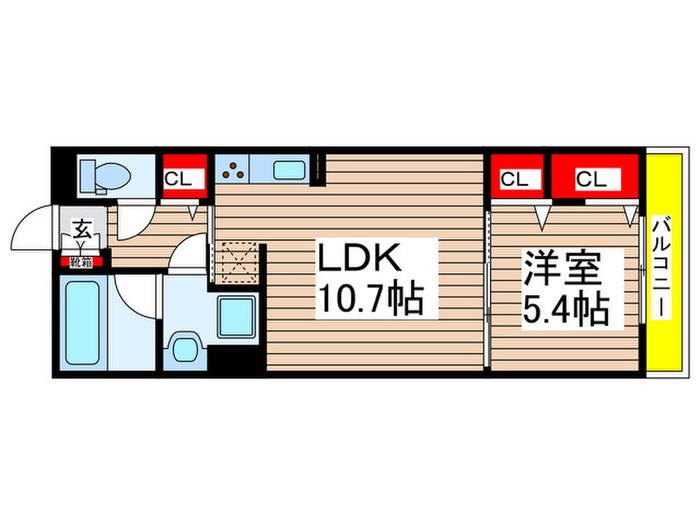 リヴェール・アセットI(1LDK/2階)の間取り写真
