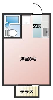 藤ハイツ(ワンルーム/1階)の間取り写真
