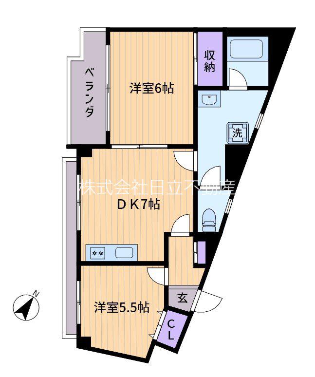 レジデンス小山ビル(2DK/2階)の間取り写真