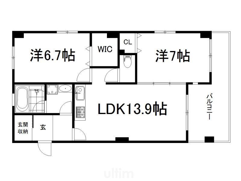 エバー・グリーン宇治(2LDK/3階)の間取り写真
