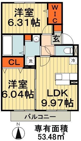 サン アベニール(2LDK/1階)の間取り写真