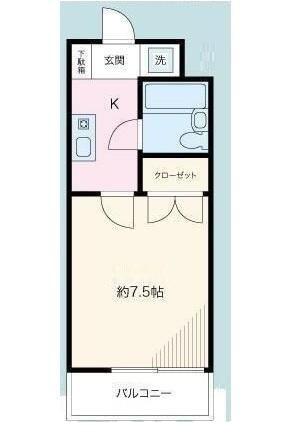フラット75(1K/2階)の間取り写真