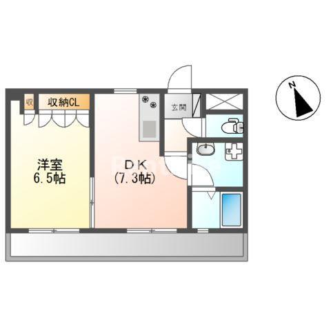 ハピネス本郷(1DK/1階)の間取り写真