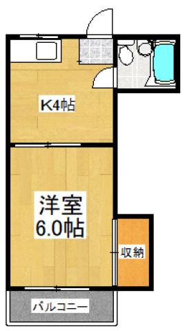 Y・H・Tコーポ(1K/2階)の間取り写真