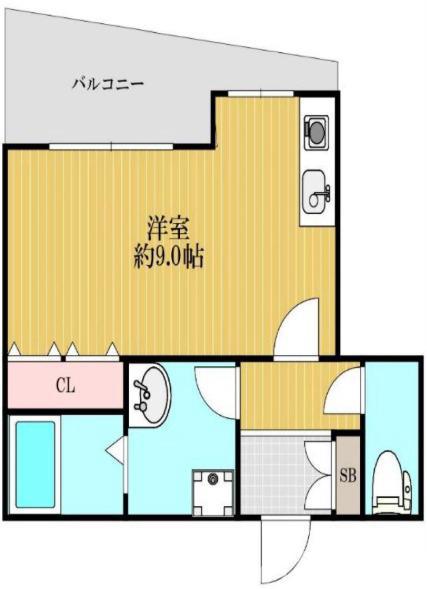 プライドール(ワンルーム/2階)の間取り写真