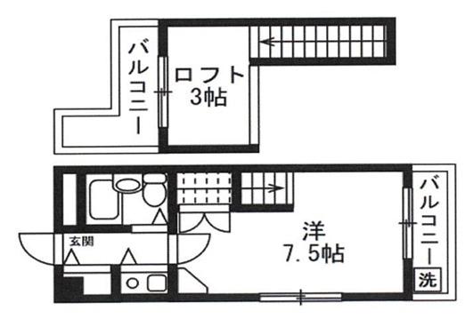 サンパレス21六甲II(1K/3階)の間取り写真