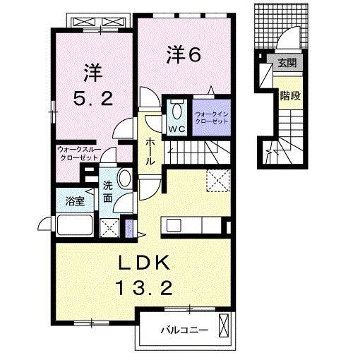 POPOLATO中屋(2LDK/2階)の間取り写真