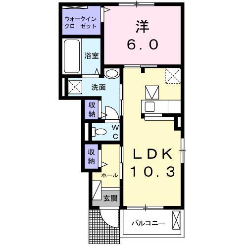 グラン フォルテII(1LDK/1階)の間取り写真