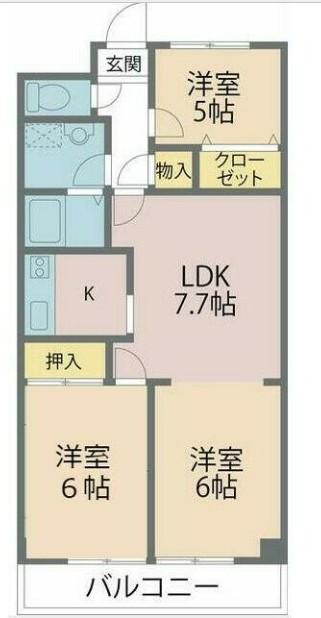 ペアシテイ2(2LDK/3階)の間取り写真