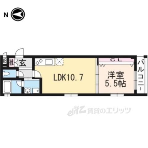 ベラジオ京都円町(1LDK/4階)の間取り写真
