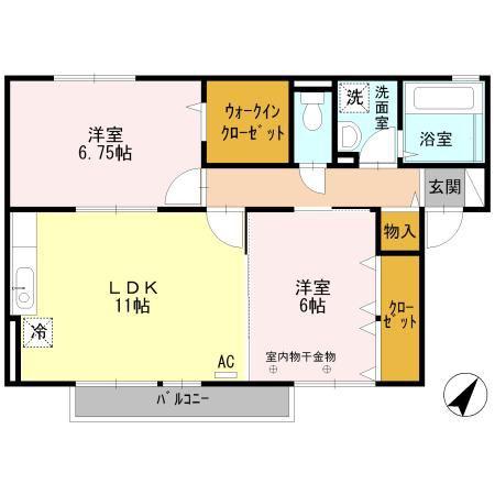 リヴィエール A棟(2LDK/2階)の間取り写真
