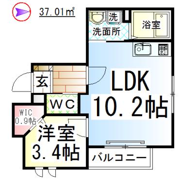 AF キューブメゾン(1LDK/3階)の間取り写真