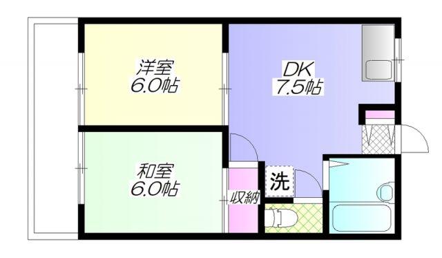 エクラン(2DK/2階)の間取り写真