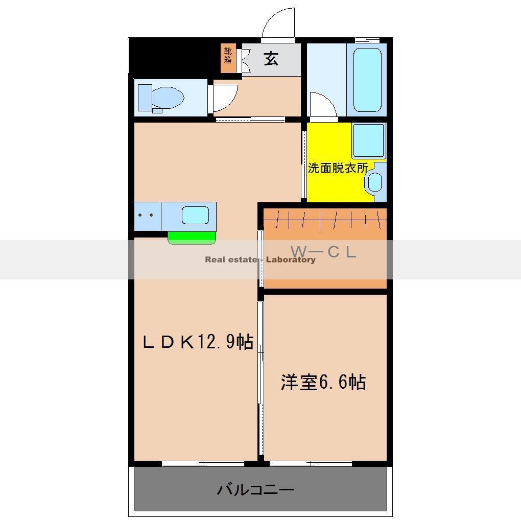 フュージョン大橋(1LDK/5階)の間取り写真