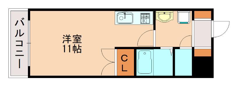 オークランドアサート折尾(ワンルーム/7階)の間取り写真