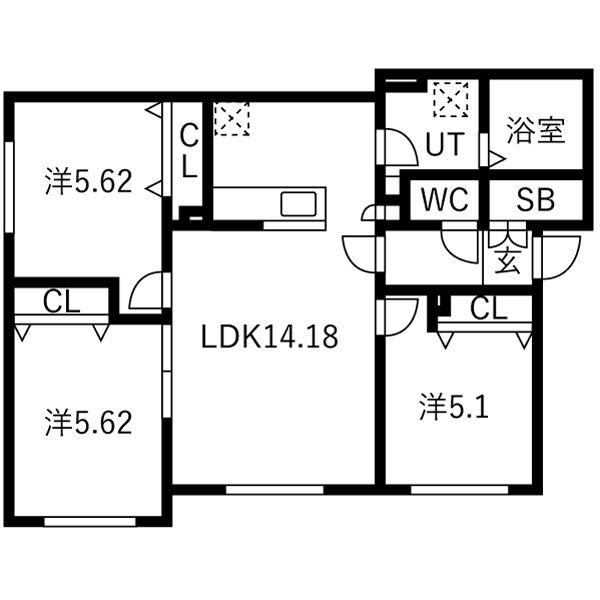 メゾン・モン・エタン(3LDK/1階)の間取り写真