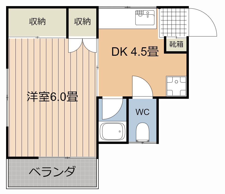 セントポリア(1DK/2階)の間取り写真